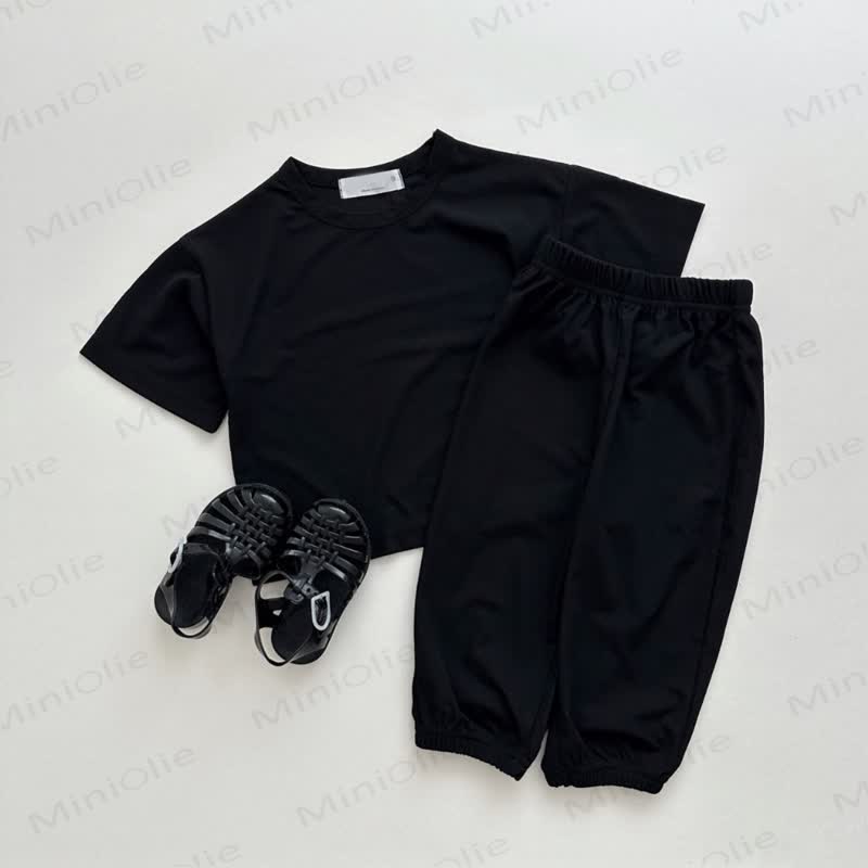Zweiteiliger Set für Kleinkind und Baby , Einfarbig T-Stück und Hose - Schwarz - 6-7J - image 3
