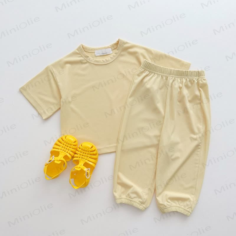 Zweiteiliger Set für Kleinkind und Baby , Einfarbig T-Stück und Hose - Beige - 6-7J - image 5