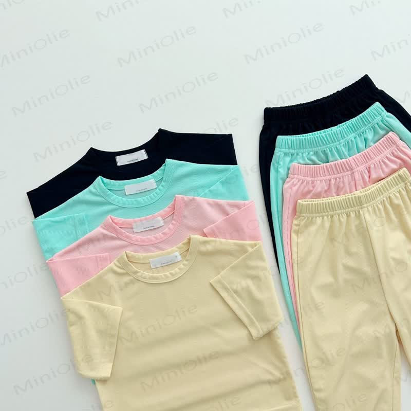 Zweiteiliger Set für Kleinkind und Baby , Einfarbig T-Stück und Hose - image 6
