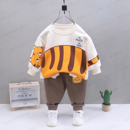 Kleinkind Baby Sweatshirt und Hose mit Tier , 2-teiliges Set - Beige Tiger - 4-5J - image 9