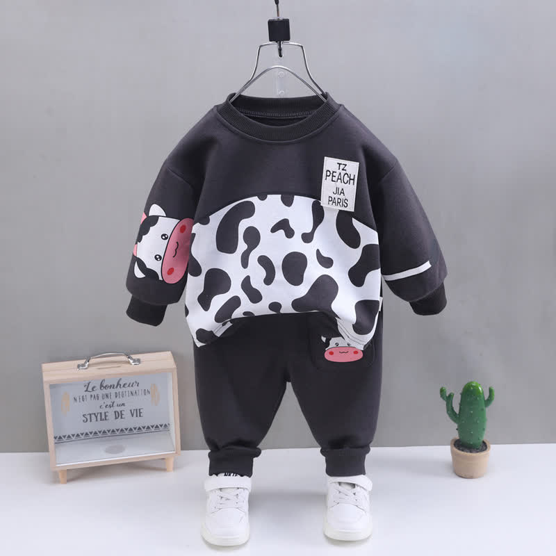 Kleinkind Baby Sweatshirt und Hose mit Tier , 2-teiliges Set - Graue Kuh - 4-5J - image 10