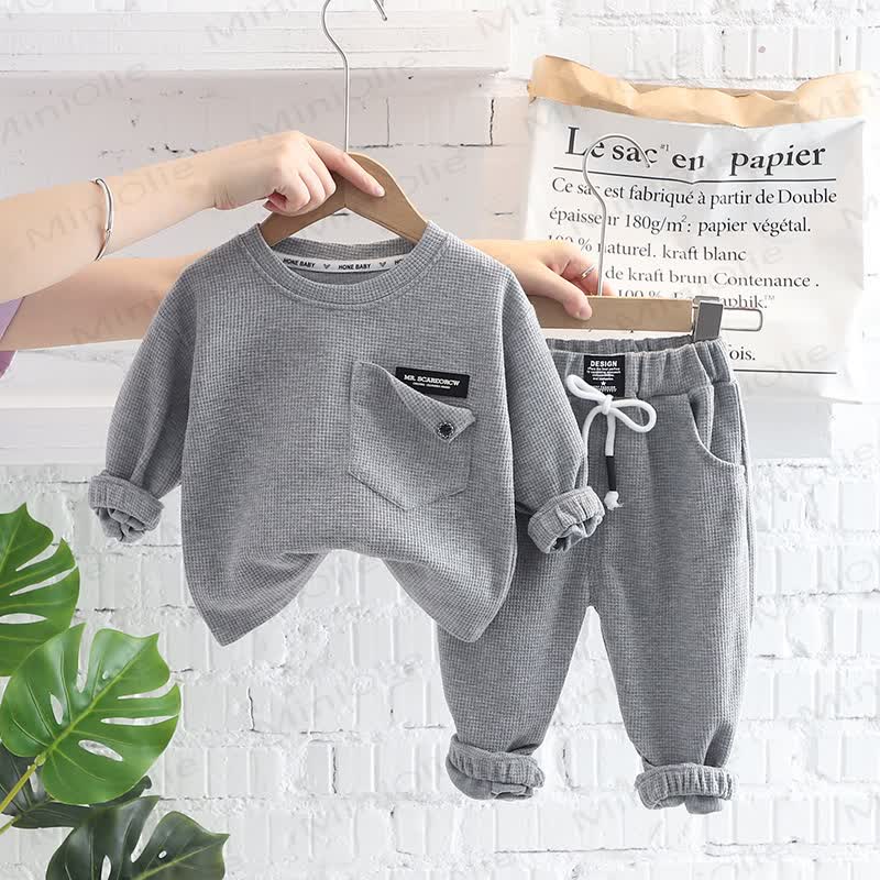 Kleinkind Baby Sweatshirt und Hose mit Tier , 2-teiliges Set - GrayWaffle - 4-5J - image 12
