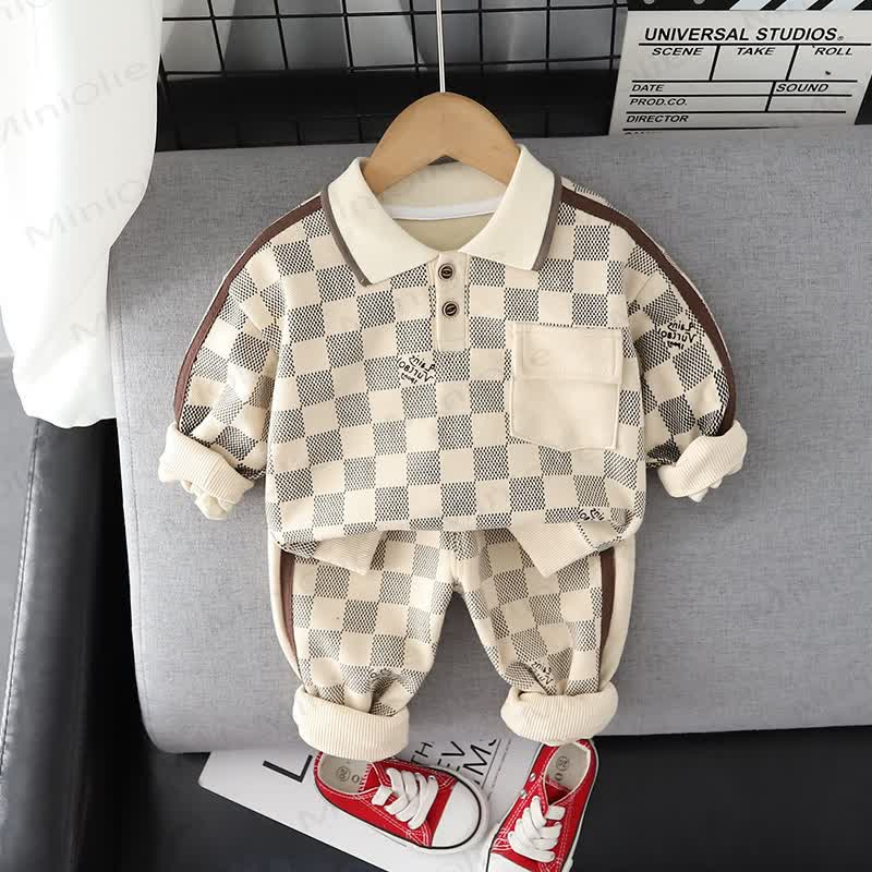 Kleinkind Baby Sweatshirt und Hose mit Tier , 2-teiliges Set - Beige Plaid - 4-5J - image 19