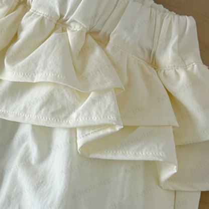 Kleinkind Mädchen Hose mit Rüschenbund und Kordelzug am Saum , Einfarbig - image 8