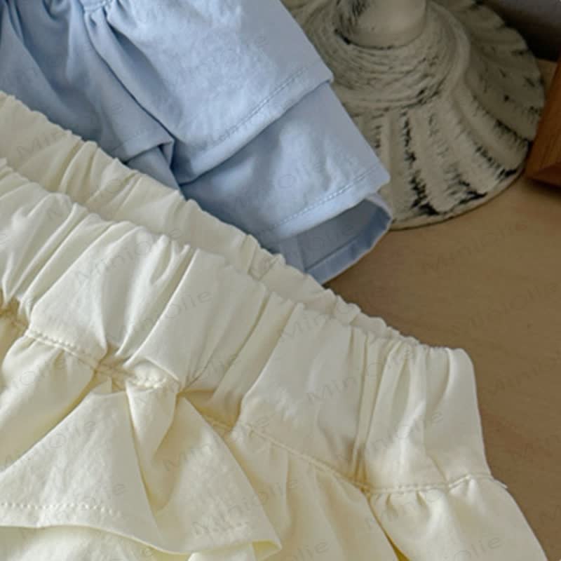 Kleinkind Mädchen Hose mit Rüschenbund und Kordelzug am Saum , Einfarbig - image 7