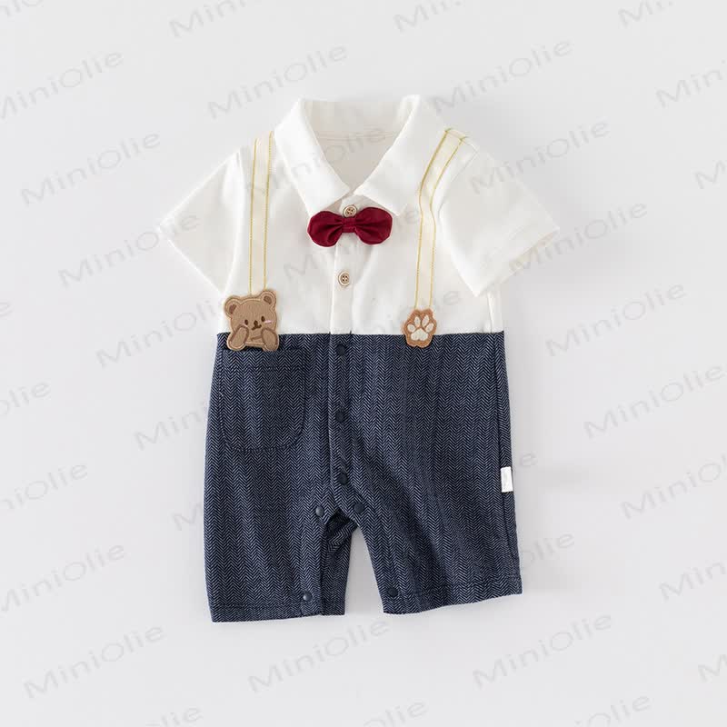 Baby Jungen Schleife mit Fliege, Tier und Strampler - image 1