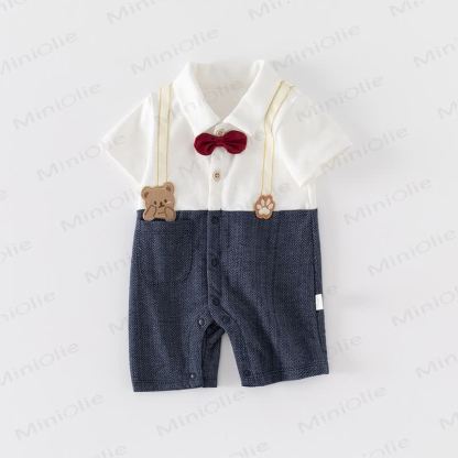 Baby Jungen Schleife mit Fliege, Tier und Strampler - image 1