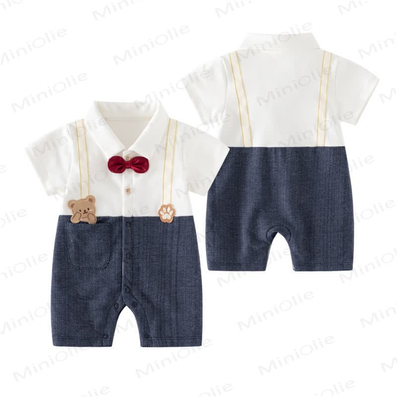 Baby Jungen Schleife mit Fliege, Tier und Strampler - Marineblau - 18-24M - image 2
