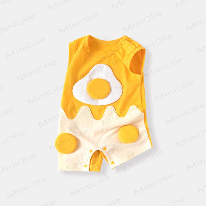 Einteiler Baby Strampler mit Cartoon-Patch und Farbblockmuster - Gelb - 18-24M - image 1