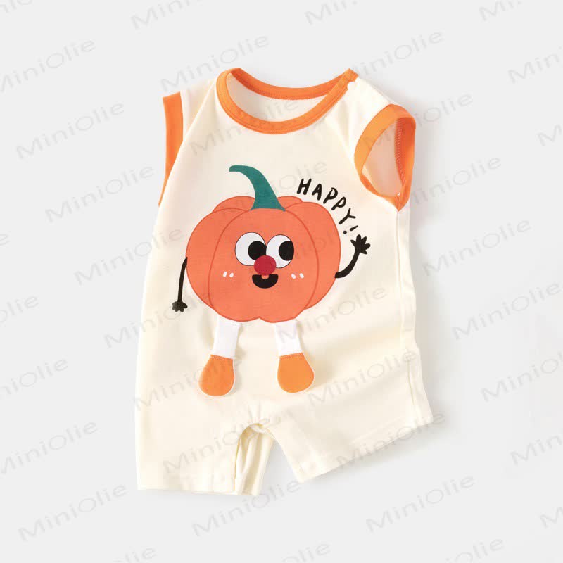 Einteiler Baby Strampler mit Cartoon-Patch und Farbblockmuster - Elfenbeinkürbis - 18-24M - image 6