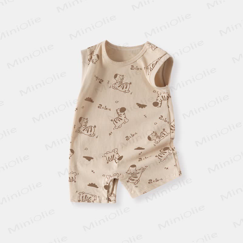 Einteiler Baby Strampler mit Cartoon-Patch und Farbblockmuster - Braunes Zebra - 18-24M - image 13