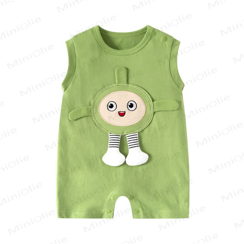 Einteiler Baby Strampler mit Cartoon-Patch und Farbblockmuster - Grüner Charakter - 18-24M - image 4