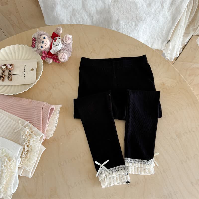 Gamaschen mit Lace und Schleife für Kleinkind - Schwarz - 6.5-8J - image 4