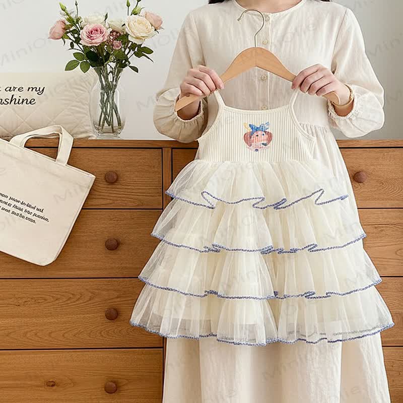 Kleid mit Cartoon-Print für Baby - Weiß - 4-5J - image 3