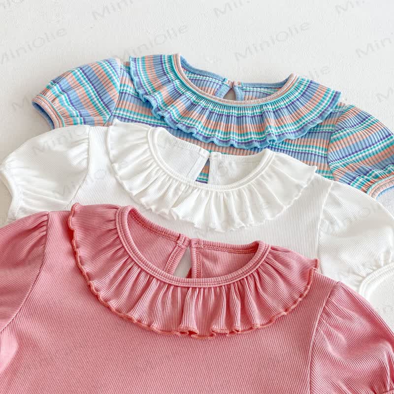 Sommer -T-Shirt für Kleinkind Mädchen mit Rüschenkragen und Puffärmeln - image 7