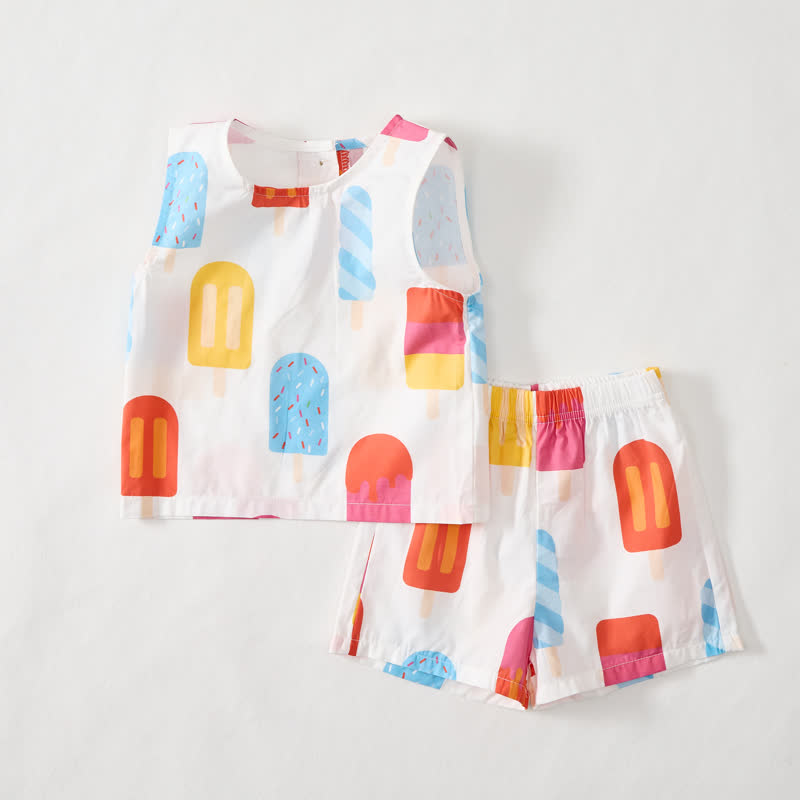 Ärmelloses Set mit Eiscreme-Print für Baby und Kleinkind - image 2