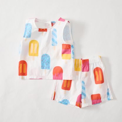 Ärmelloses Set mit Eiscreme-Print für Baby und Kleinkind - image 2