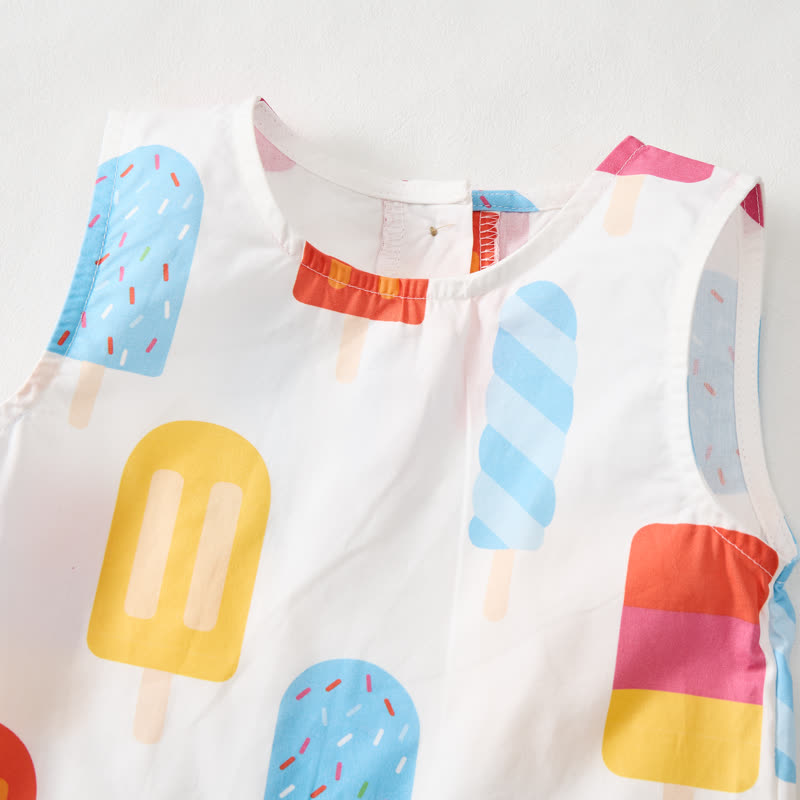 Ärmelloses Set mit Eiscreme-Print für Baby und Kleinkind - image 5