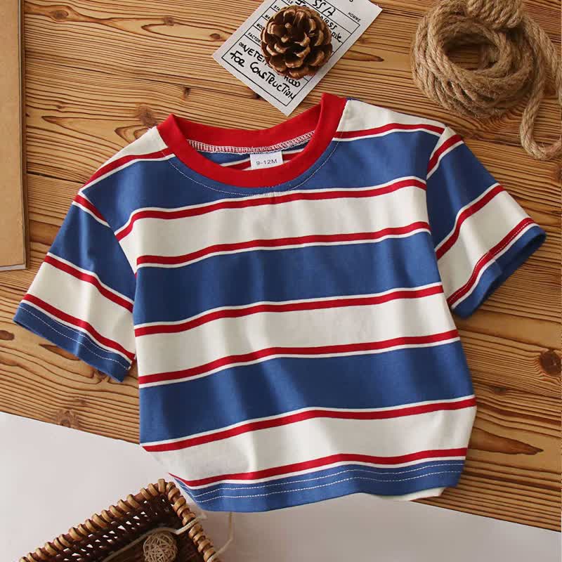 Streifen T-Shirt mit Rundhalsausschnitt für Baby und Kleinkind - Blau - 6J - image 1
