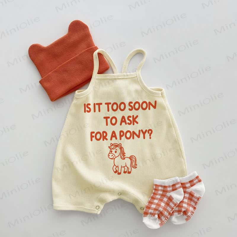 IS IT TOO SOON TO ASK FOR A PONY? Baby Strampler mit Beige Waffel und Strampler - Beige - 18-24M - image 1