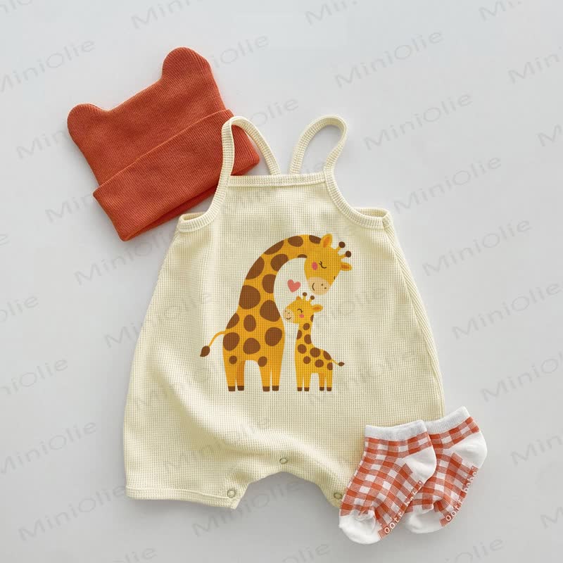 Baby Strampler mit Giraffenmuster und Waffel - Beige - 18-24M - image 1