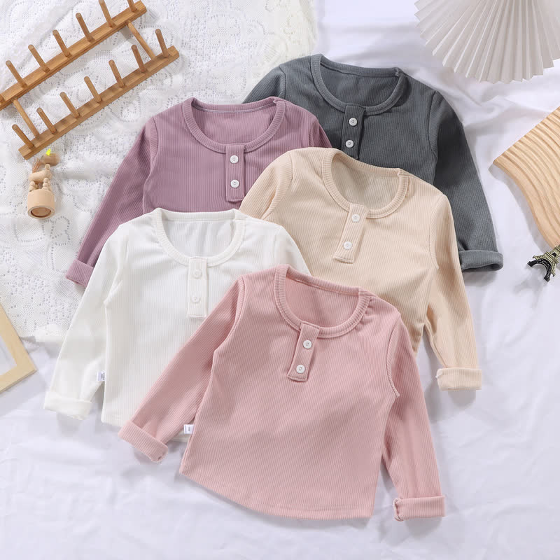 Kleinkind Baby Langarmshirt , Einfarbig , Gerippt - image 1