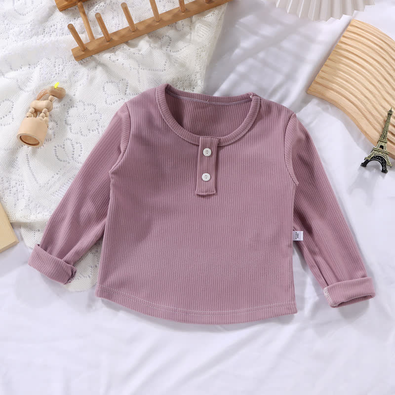 Kleinkind Baby Langarmshirt , Einfarbig , Gerippt - Lila - 10-11J - image 5