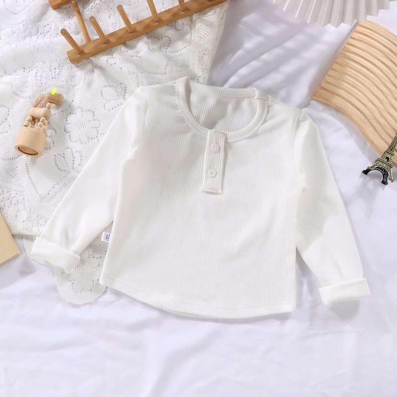 Kleinkind Baby Langarmshirt , Einfarbig , Gerippt - Weiß - 10-11J - image 6
