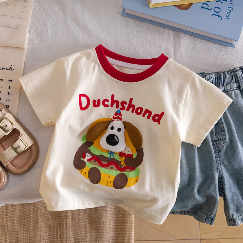 Beige T-Shirt mit Lebensmittel-/Tiermotiv für Kleinkind - Beige Welpe - 6-7J - image 3