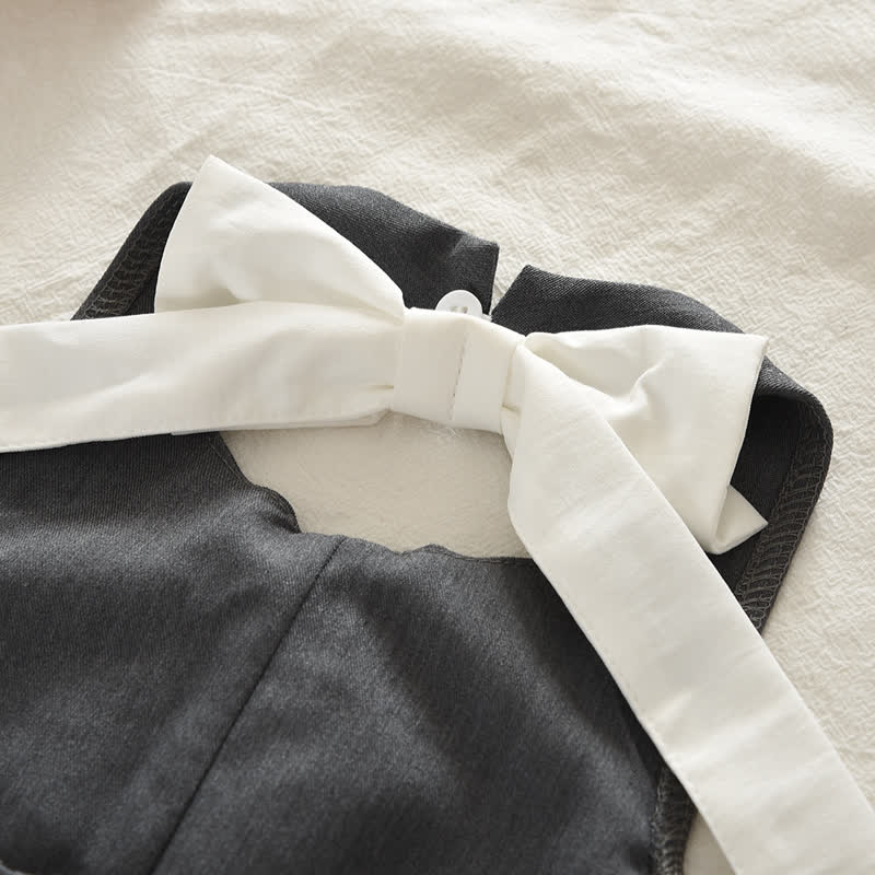 Graues Schul- Set für Kleinkind : Ärmelloses Spitze und Rock, 2-teilig - image 4