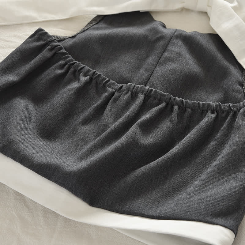 Graues Schul- Set für Kleinkind : Ärmelloses Spitze und Rock, 2-teilig - image 6