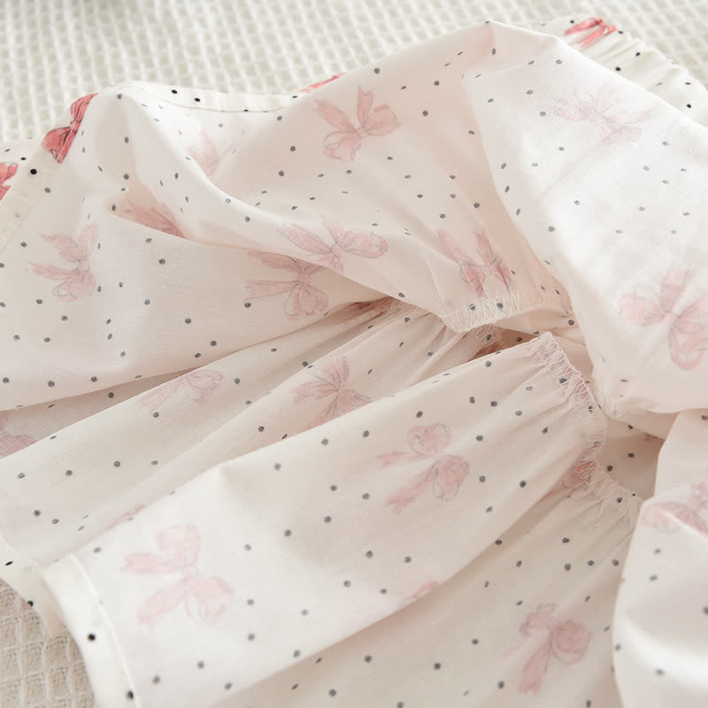 2-teiliges Set für Kleinkind : Weiß-rosa Schleife und Rock - image 10