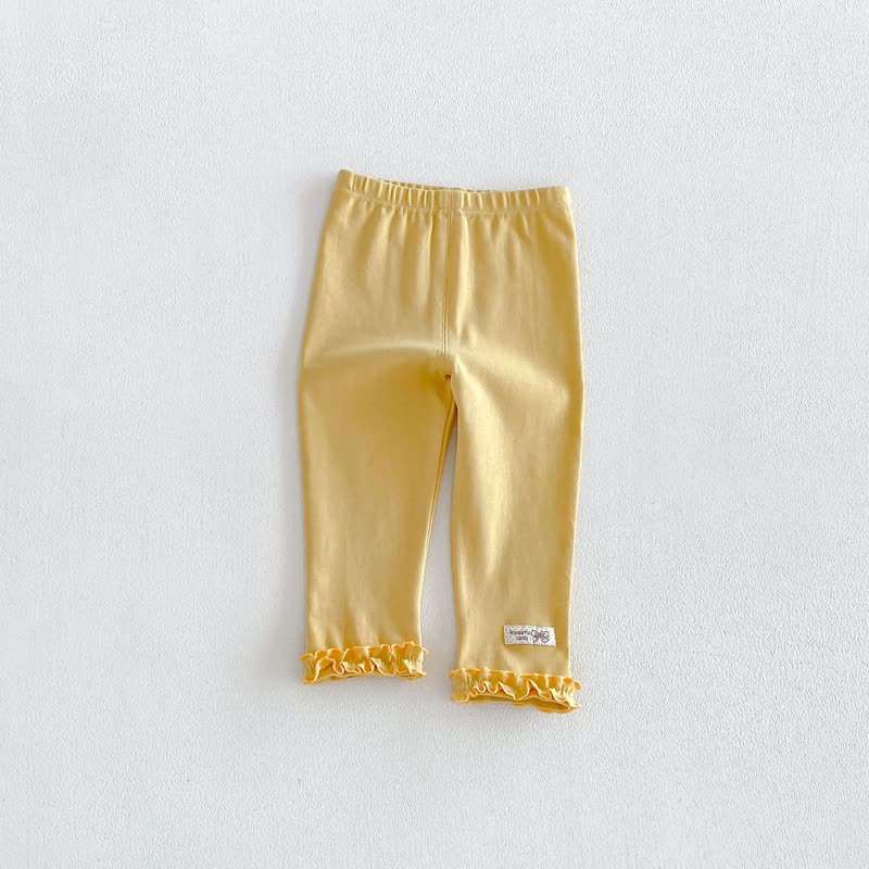 Gamaschen für Baby und Babys , Einfarbig/ Streifen , mit Rüschensaum - Gelb - 6-7J - image 4