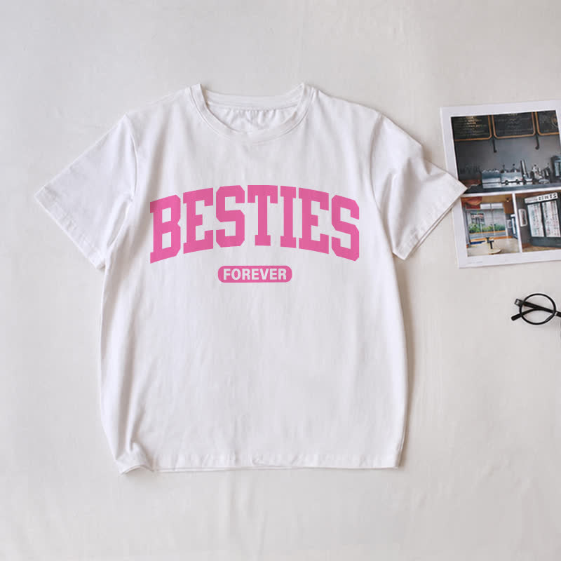 BESTIES FOREVER Familie -T-Shirt mit weißem Slogan - Weiß - T-Shirt für Erwachsene: L - image 2