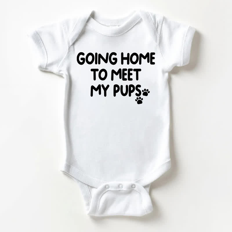 Auf dem GOING HOME TO MEET MY PUPS – Baby Slogan , weißer Bodysuit - Weiß - 18-24M - image 1