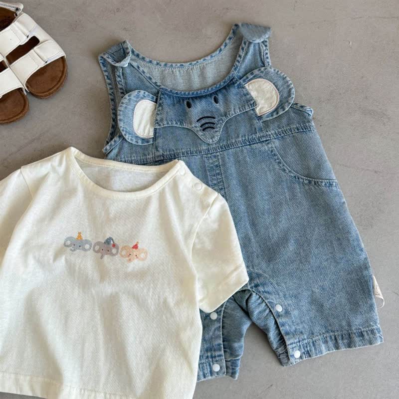 Set aus weißem Elefanten T-Stück und Denim Overalls für Baby und Kleinkind - Overalls - 2-3J - image 4