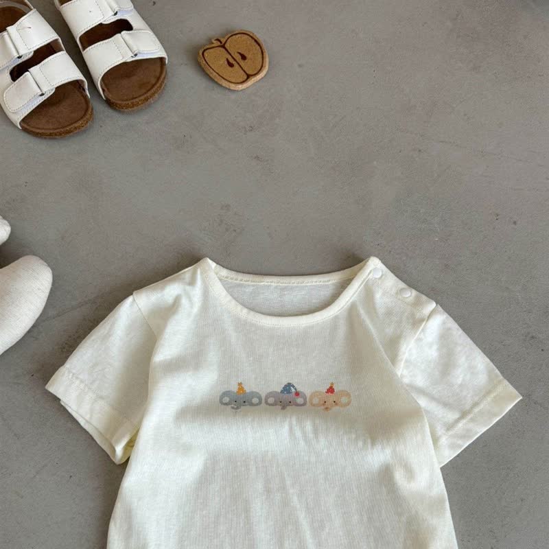 Set aus weißem Elefanten T-Stück und Denim Overalls für Baby und Kleinkind - image 6
