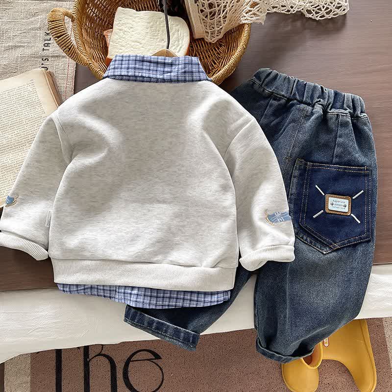 Kleinkind Baby -Dackel- Sweatshirt mit Lagenlook und Denim - Set (2-teilig) - image 4