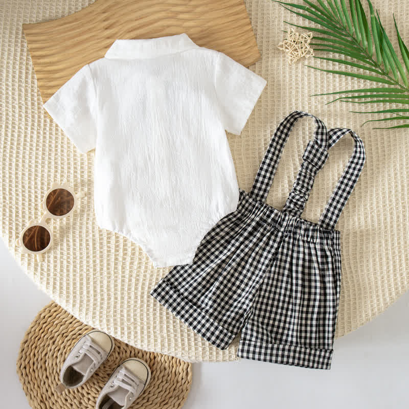 Baby Bodysuit und Overalls mit Gingham Schleife -Muster, 2-teiliges Set - image 6