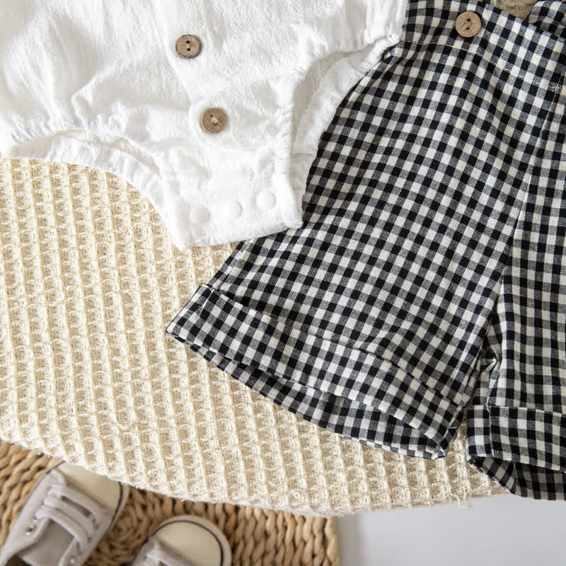 Baby Bodysuit und Overalls mit Gingham Schleife -Muster, 2-teiliges Set - image 11