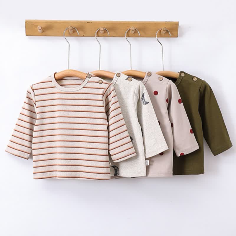 Baby Kleinkind Langarm-T-Shirt mit weichen Schultern und Knöpfen - image 1