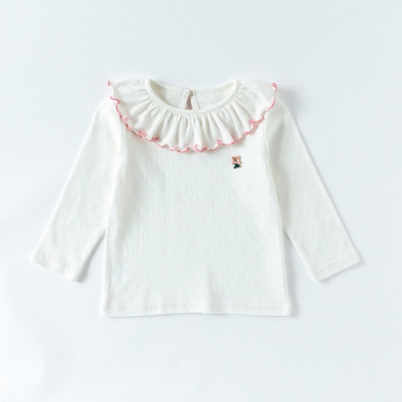 Langarm-T-Shirt mit Blume für Mädchen und Baby - Weiß - 4-5J - image 2