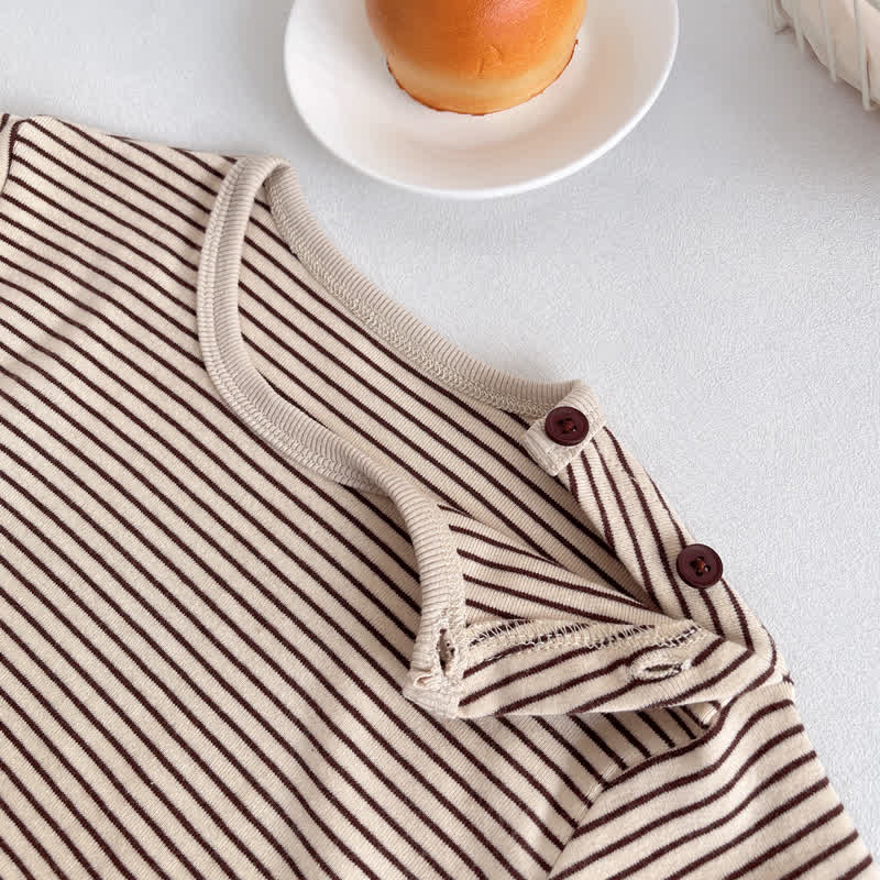 Baby Kleinkind T-Shirt mit Streifen, Schulterknöpfen und langen T-Stück - image 6