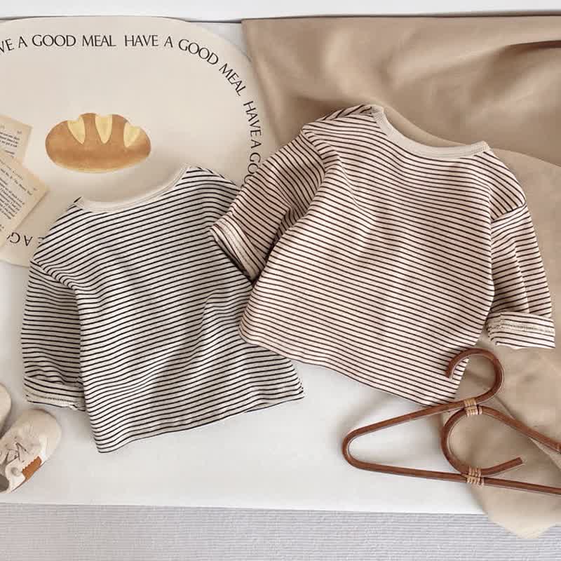 Baby Kleinkind T-Shirt mit Streifen, Schulterknöpfen und langen T-Stück - image 4