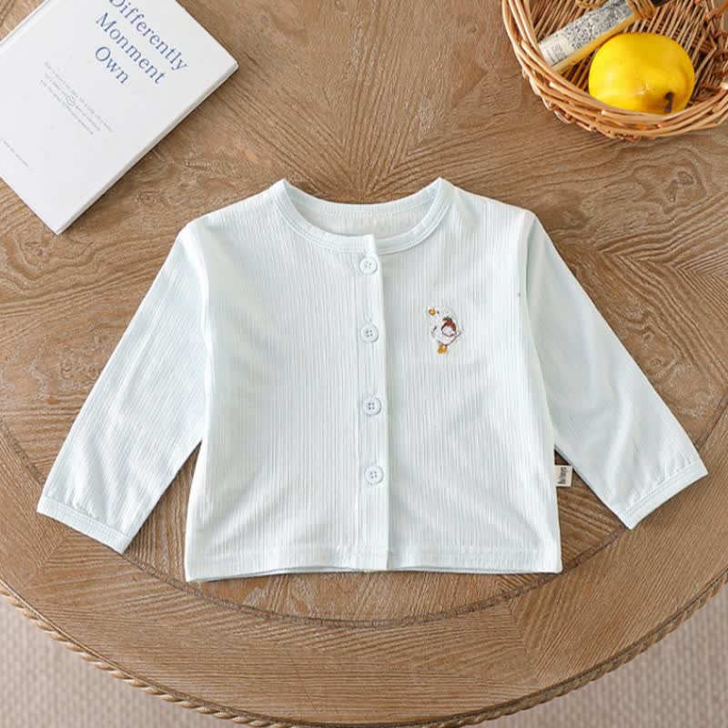 Baby und Kleinkind -Strickjacke mit Tier/ Obst , Knopfleiste und Gerippt vorne - Blau - 2-3J - image 5