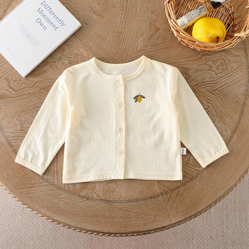 Baby und Kleinkind -Strickjacke mit Tier/ Obst , Knopfleiste und Gerippt vorne - Beige - 2-3J - image 3
