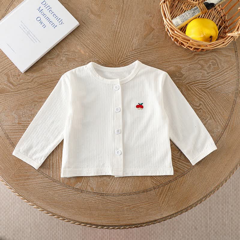 Baby und Kleinkind -Strickjacke mit Tier/ Obst , Knopfleiste und Gerippt vorne - Weiß - 2-3J - image 4