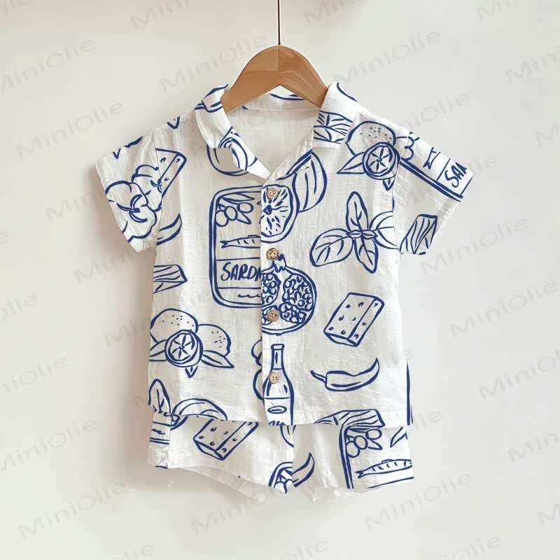 2-teiliges Set für Baby und Kleinkind-Jungen) : Zitronengelbes Hemd und Shorts - Weiß - 3-5J - image 1