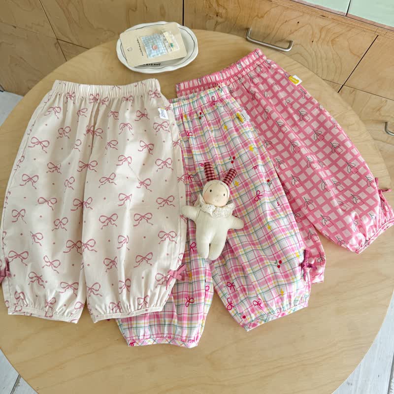 Kleinkind Mädchen Weiß-Rosa Gingham Hose mit Schleife - image 1
