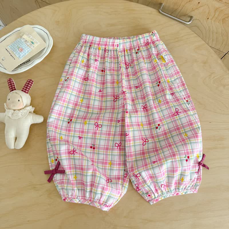 Kleinkind Mädchen Weiß-Rosa Gingham Hose mit Schleife - Rosa Schleife - 6.5-8J - image 2